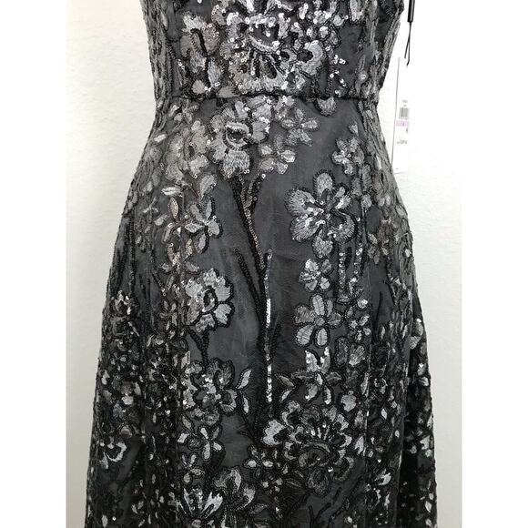 NWT Calvin Klein Floral Sequin Asymmetrical Dress size 6 Prom Wedding Guest - Picture 5 of 12